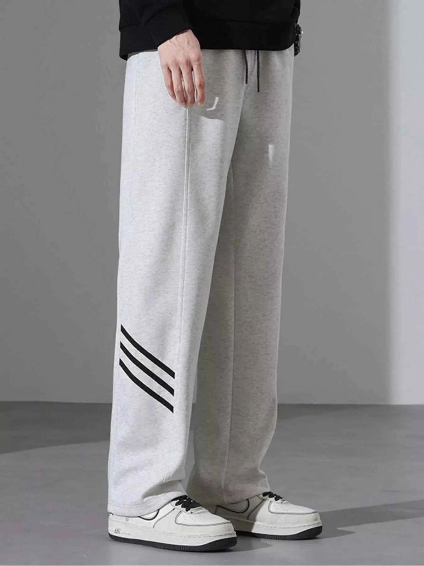 Men's Full Size Casual Loose Fit Sweatpants with Stripes Plus Size
