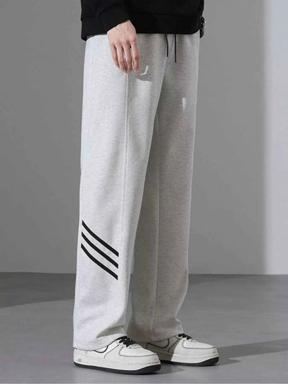 Men's Full Size Casual Loose Fit Sweatpants with Stripes Plus Size