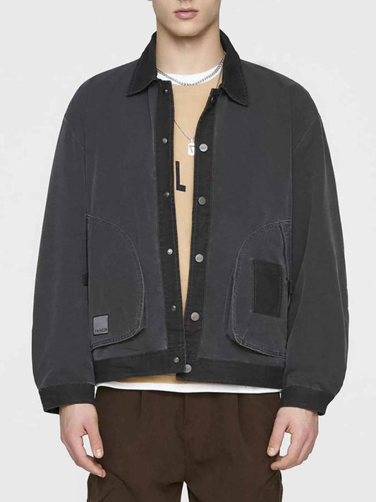 Men's Plus Size Snap Down Long Sleeve Jacket