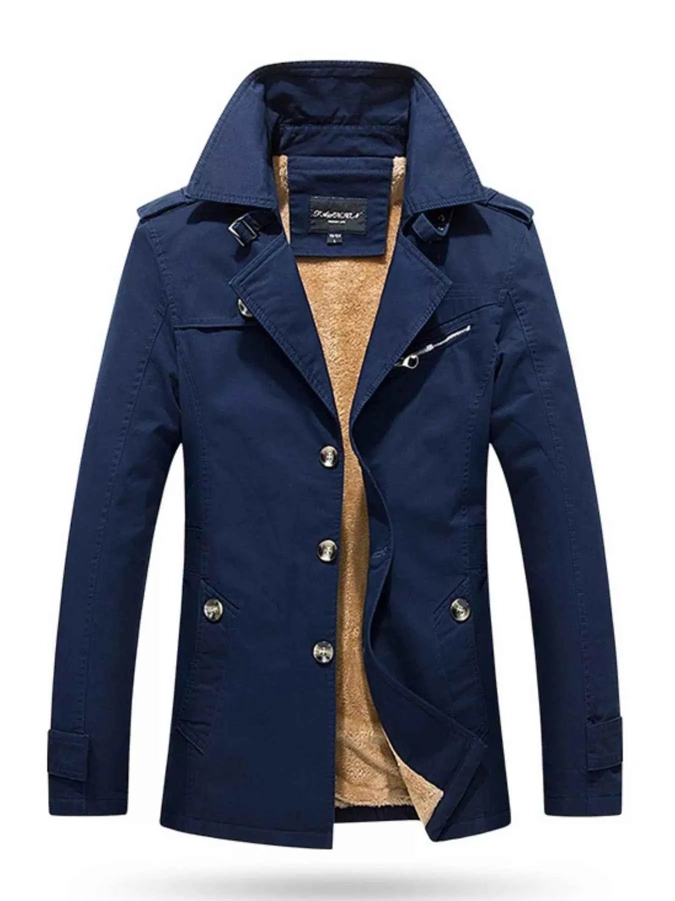 Men's Plus Size Button Up Long Sleeve Coat
