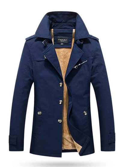 Men's Plus Size Button Up Long Sleeve Coat