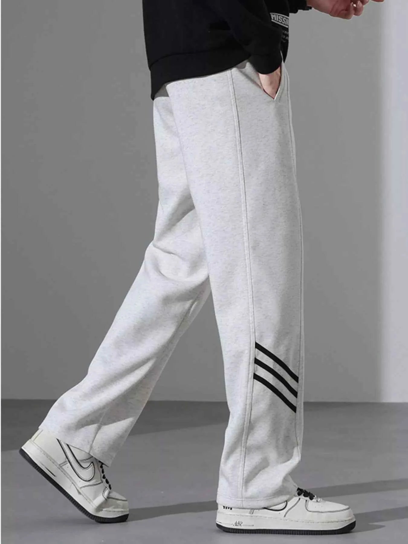 Men's Full Size Casual Loose Fit Sweatpants with Stripes Plus Size