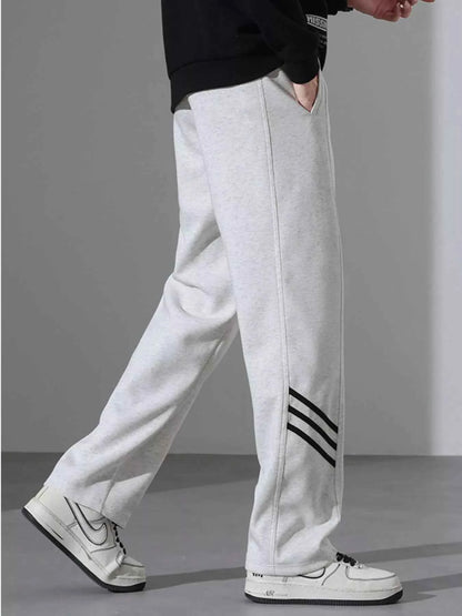 Men's Full Size Casual Loose Fit Sweatpants with Stripes Plus Size