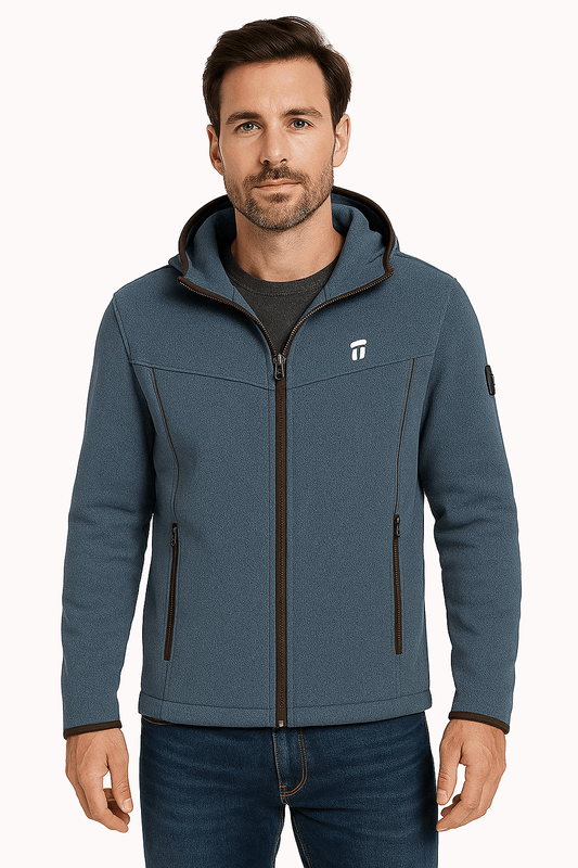 Stonehenge Textures Men’s Softshell Fleece Jacket – Windproof, Breathable, Warm & Stylish Outdoor Hoodie with Zippered Pockets