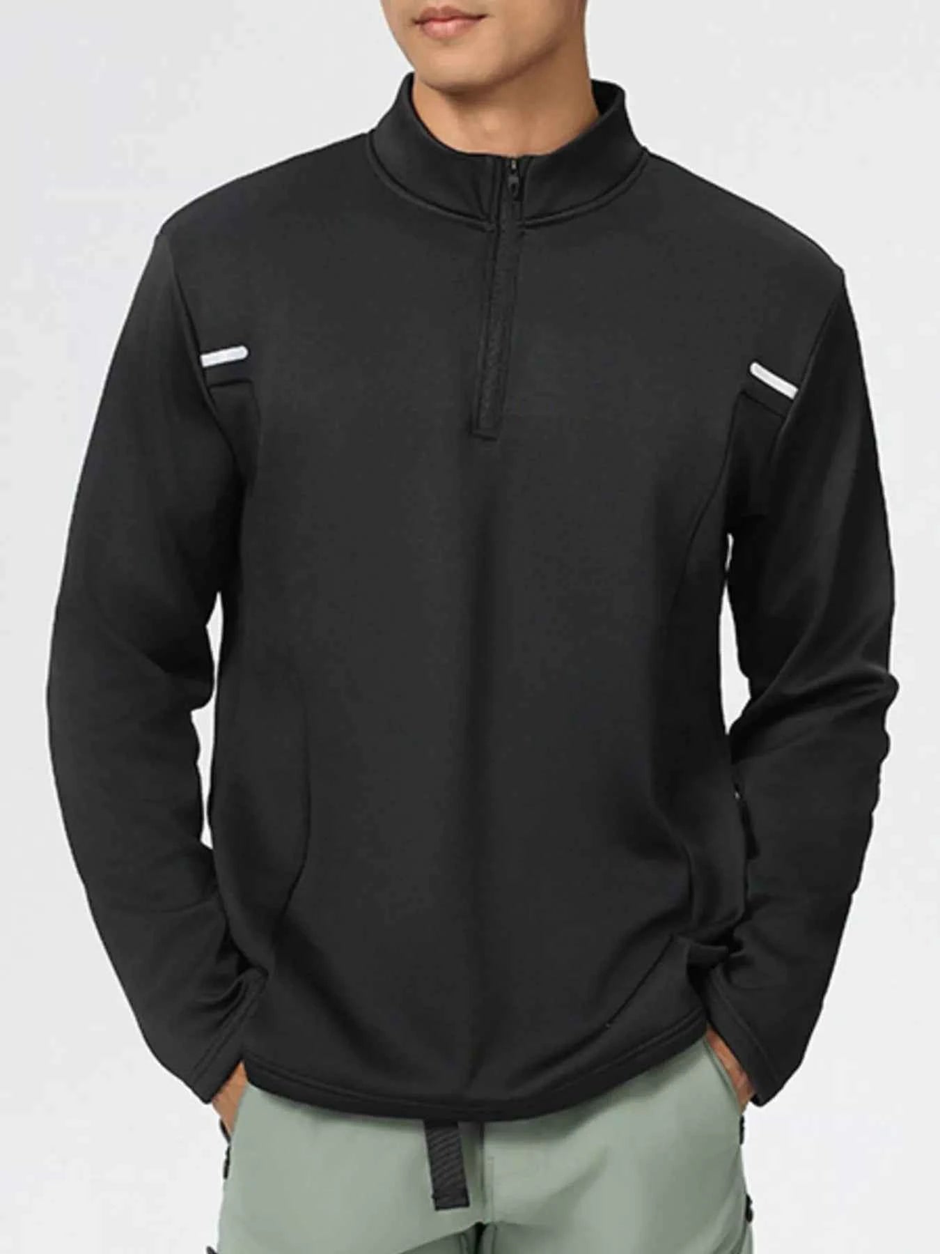 Men's Plus Size Half-Zip Long Sleeve Top