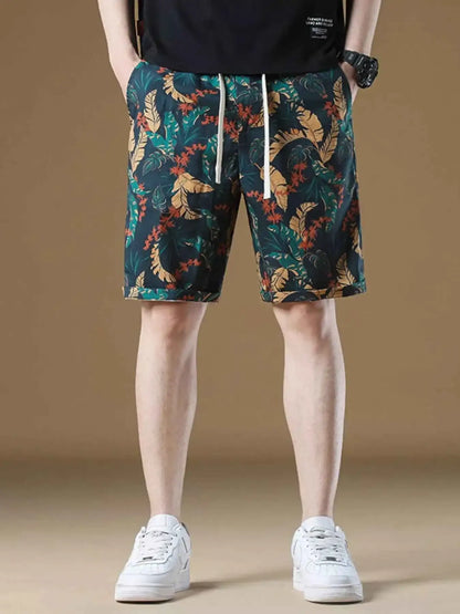 Men's Plus Size Drawstring Printed Loose Fit Shorts
