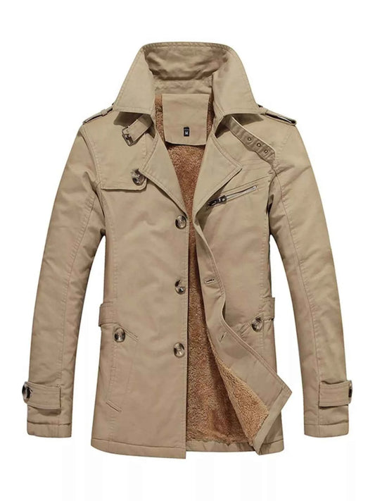 Men's Plus Size Button Up Long Sleeve Coat