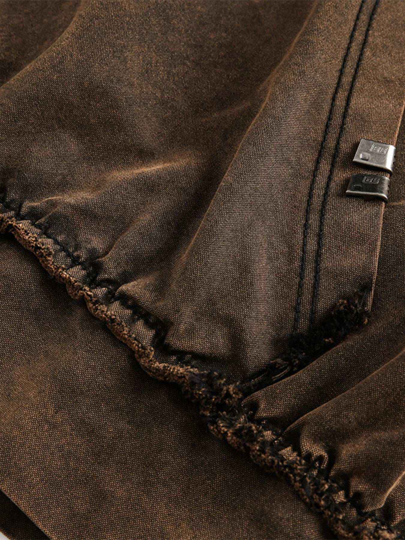 Men’s Washed Vintage Frayed Hem Hoodie – Casual Buttoned Pocketed Pullover