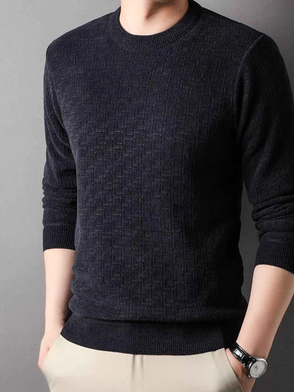 Men's Plus Size Round Neck Long Sleeve Knit Top