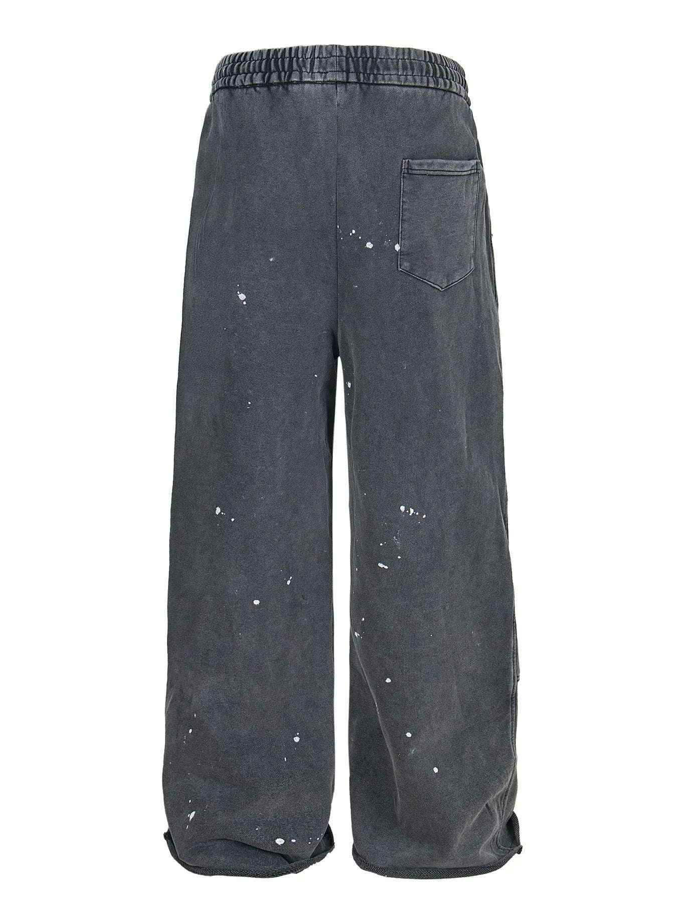Heritage-Distressed Wide Leg Jeans with Drawstring Waist 100% Cotton