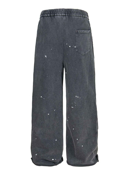 Heritage-Distressed Wide Leg Jeans with Drawstring Waist 100% Cotton