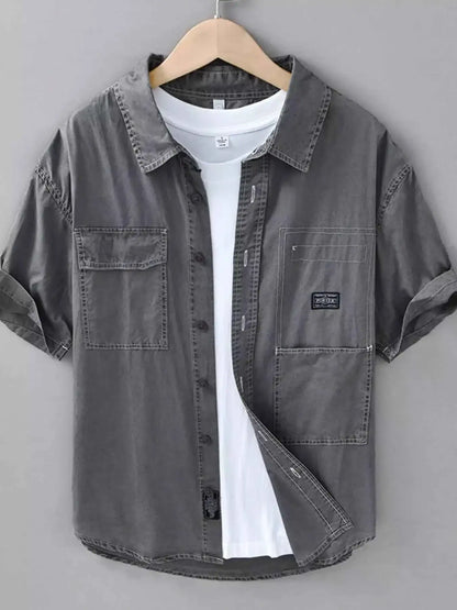 Men's Plus Size Button Up Short Sleeve Shirt