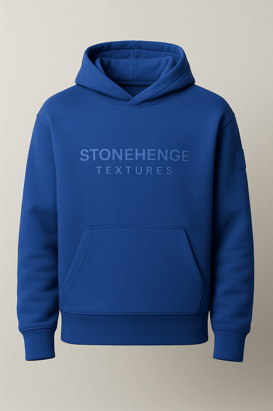 Stonehenge Textures Royal Blue Premium Hoodie Minimalist Luxury Unisex Streetwear