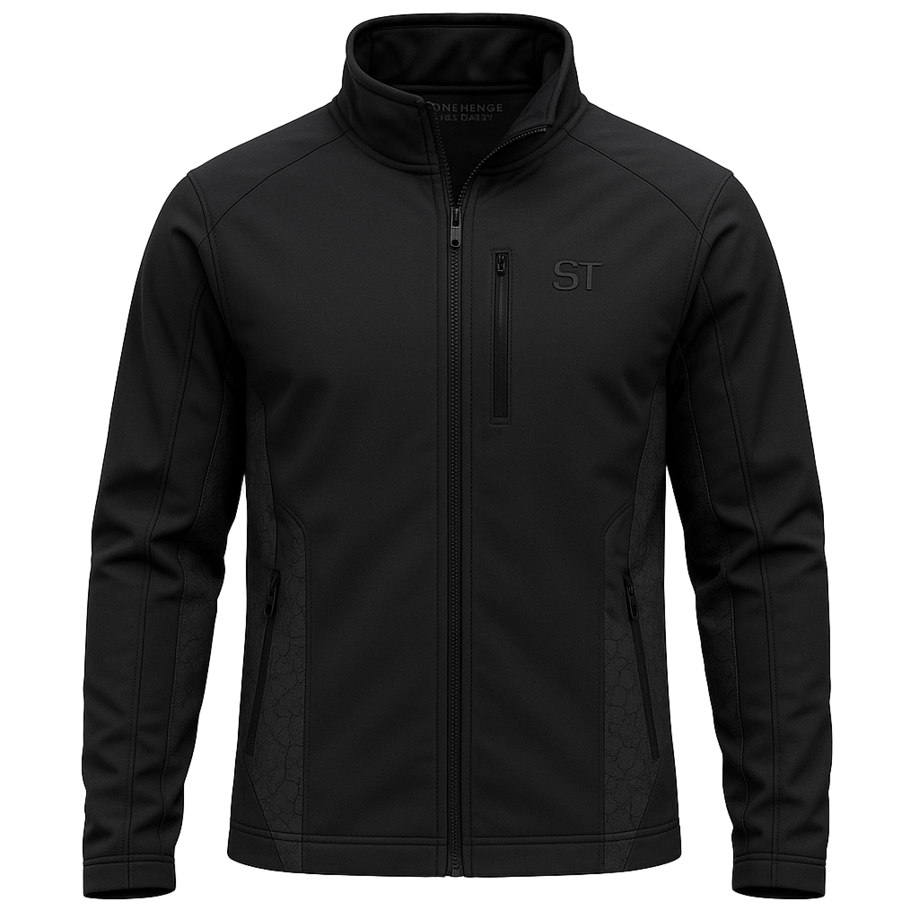 Stonehenge Textures Monolith Motion Softshell Jacket Luxury Athleisure Urban Explorer Charcoal Black (Men & Women)