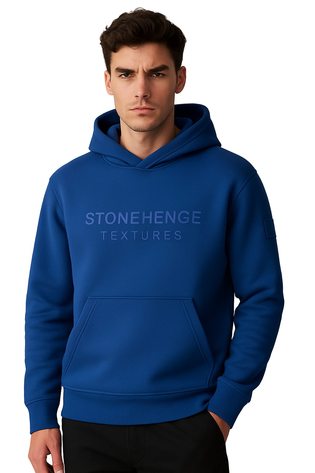 Stonehenge Textures Royal Blue Premium Hoodie Minimalist Luxury Unisex Streetwear