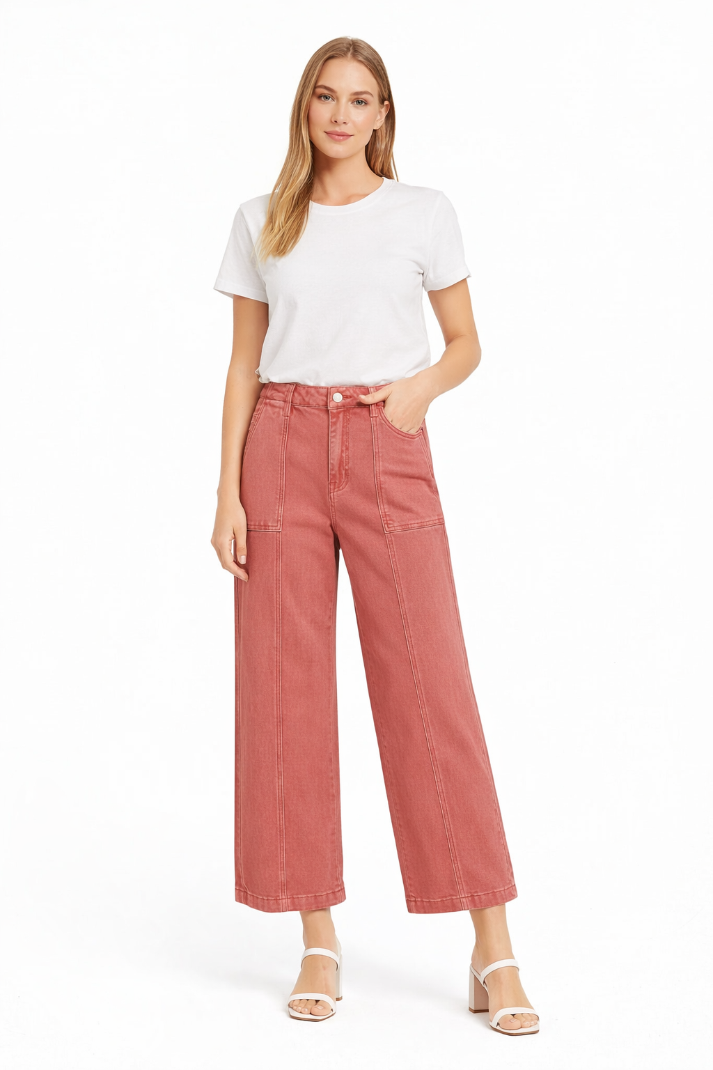 Women’s Straight Leg Utility Pocket Jeans – High-Waist Everyday Denim