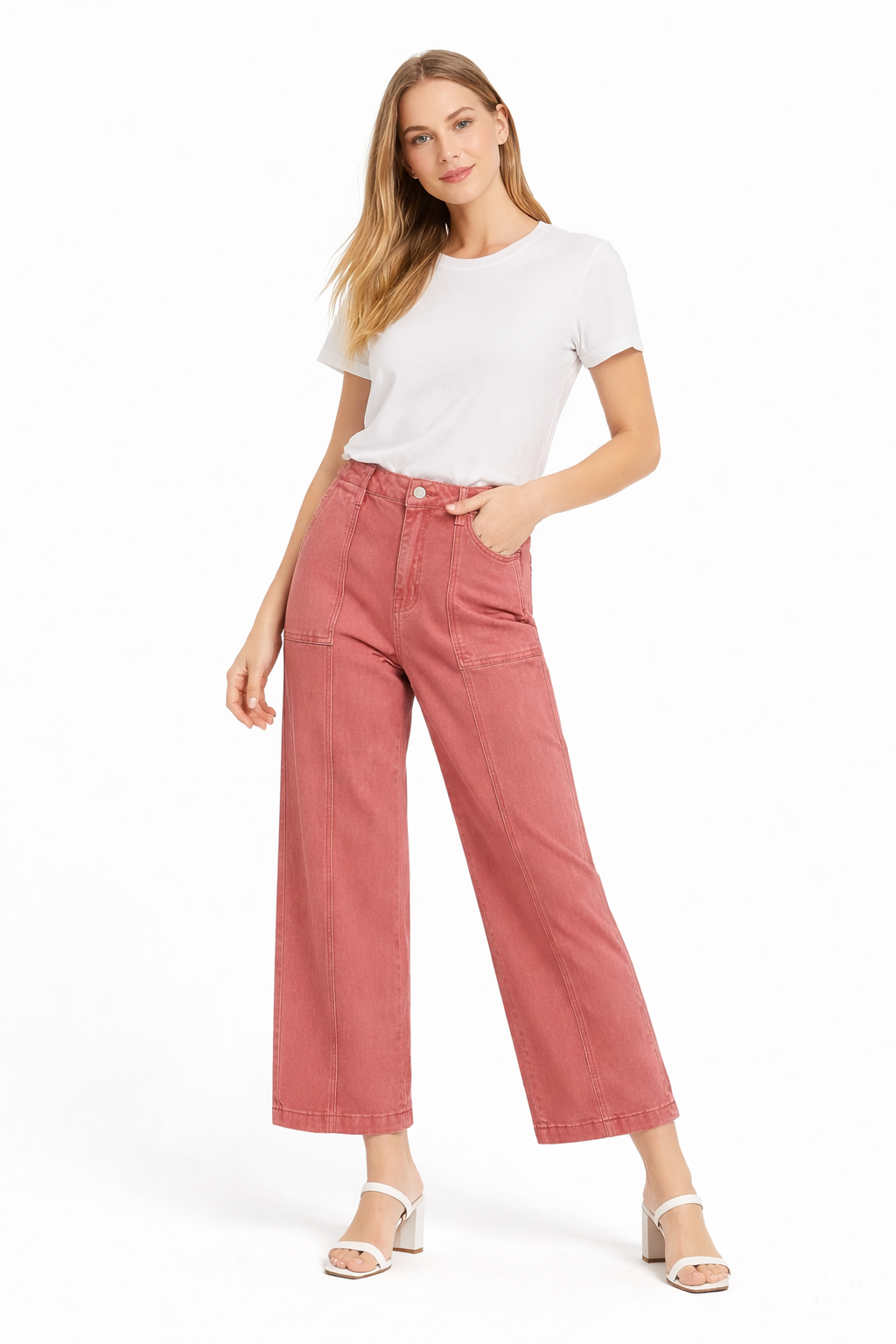 Women’s Straight Leg Utility Pocket Jeans – High-Waist Everyday Denim