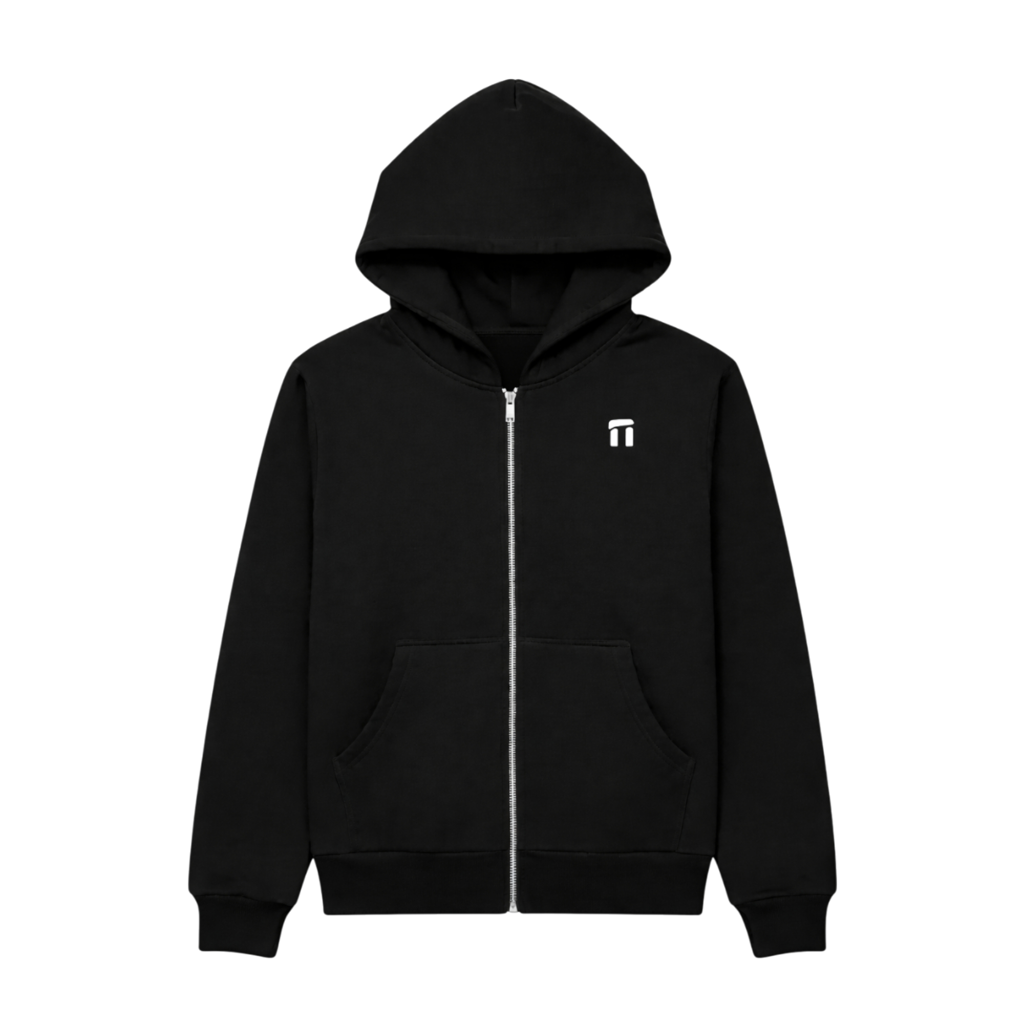 Stonehenge Textures Black Zip Hoodie – Minimal Logo Streetwear