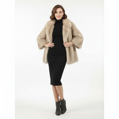Oversized Gradient Faux Fur Coat – Luxury Winter Statement Outerwear
