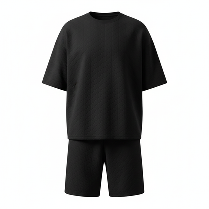 Men's Checkered Casual Set Full Size Checkered Pattern Top and Shorts Two-Piece Set Plus Size