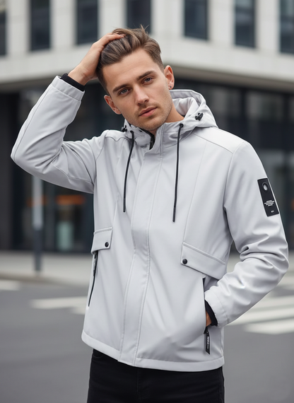 Men’s Lightweight Hooded Jacket Zip-Up Windproof Casual Outdoor Coat