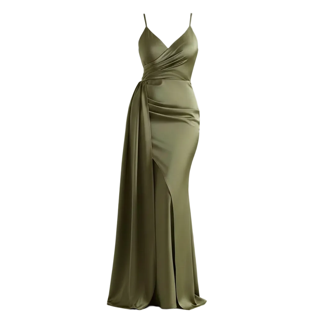 Stonehenge Texture Emerald Dress - Elegant Spring Evening Design