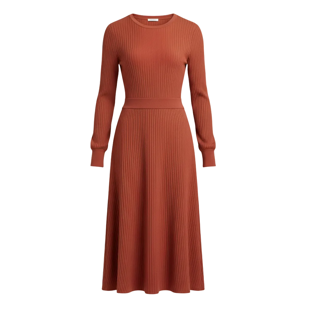 Ribbed Sweater Dress Long Sleeve Dress for Effortless Style