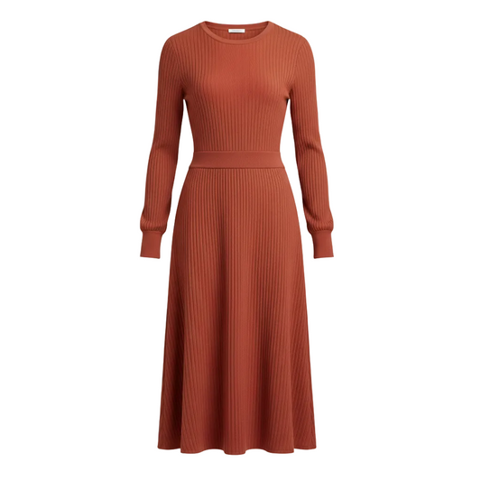 Ribbed Sweater Dress Long Sleeve Dress for Effortless Style