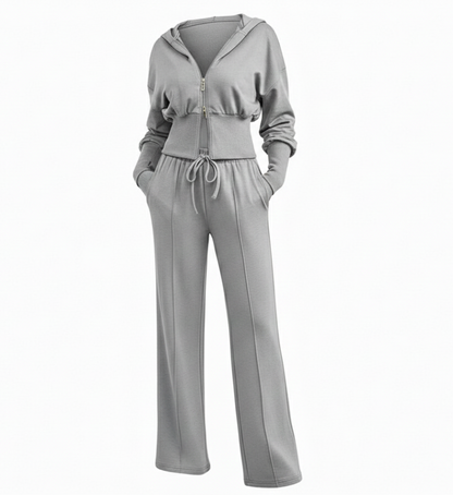 Women's Dropped Shoulder Hoodie & Drawstring Pants Set Casual Loungewear