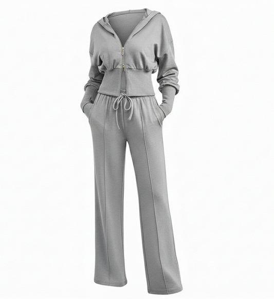 Women's Dropped Shoulder Hoodie & Drawstring Pants Set Casual Loungewear