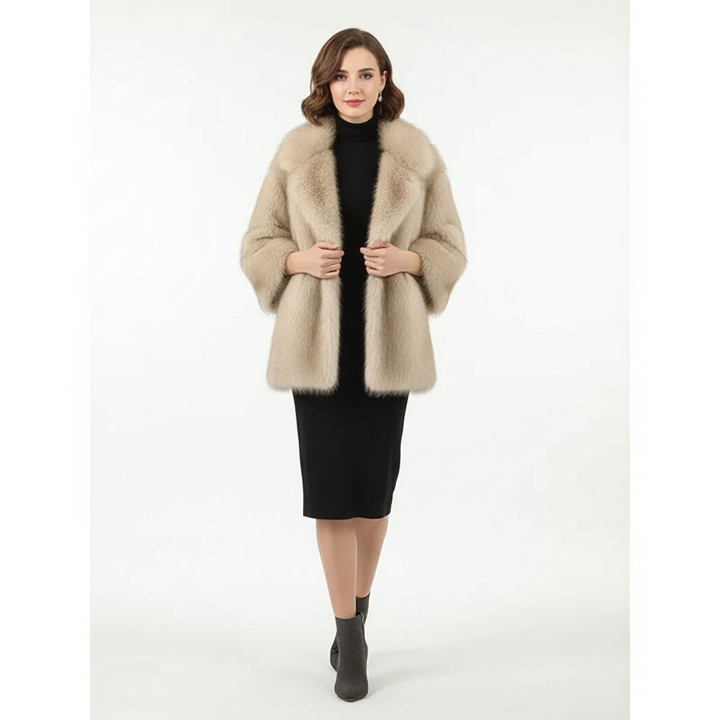 Oversized Gradient Faux Fur Coat – Luxury Winter Statement Outerwear