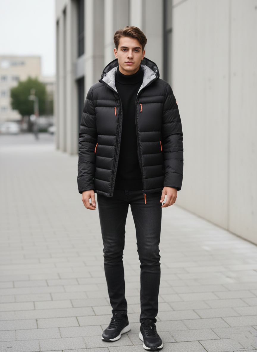 Men’s Plus Size Hooded Puffer Jacket – Lightweight Insulated Winter Coat