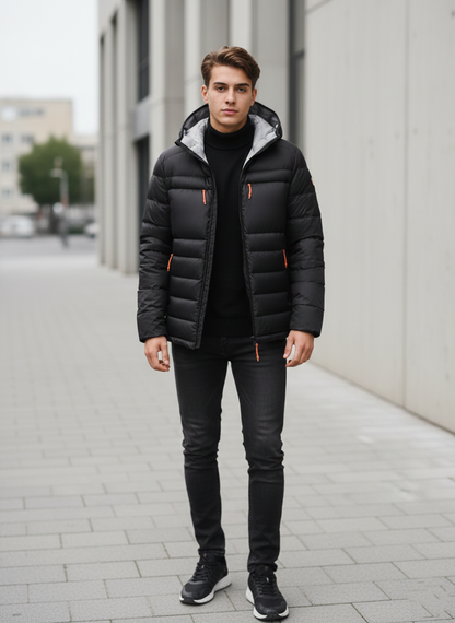 Men’s Plus Size Hooded Puffer Jacket – Lightweight Insulated Winter Coat