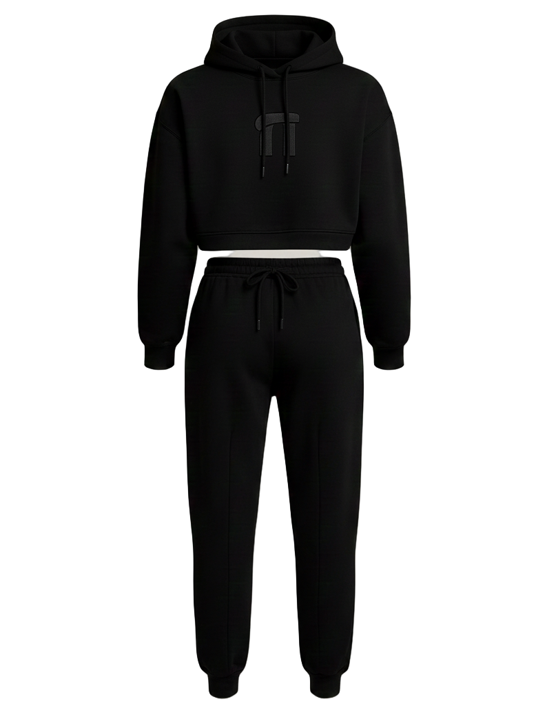 Stonehenge Textures Black Monolith Tracksuit Set Premium Hoodie & Joggers