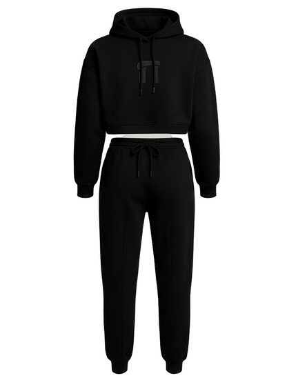 Stonehenge Textures Black Monolith Tracksuit Set Premium Hoodie & Joggers