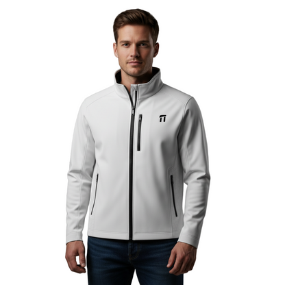 Stonehenge Textures White Softshell Jacket Luxury Athleisure Urban Explorer Waterproof, Windproof, Premium Performance Wear