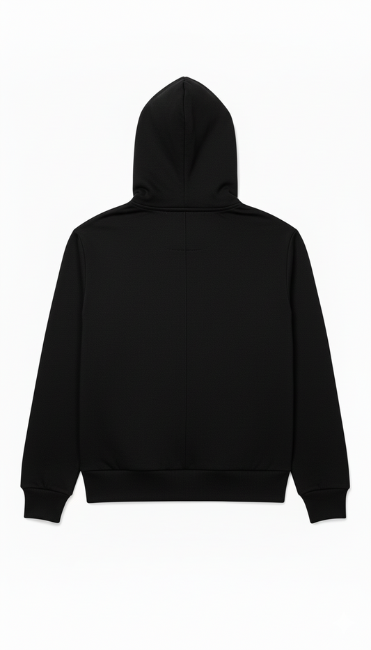 Stonehenge Textures Black Hoodie Unisex Asymmetric Organic Cotton Sustainable Luxury Streetwear