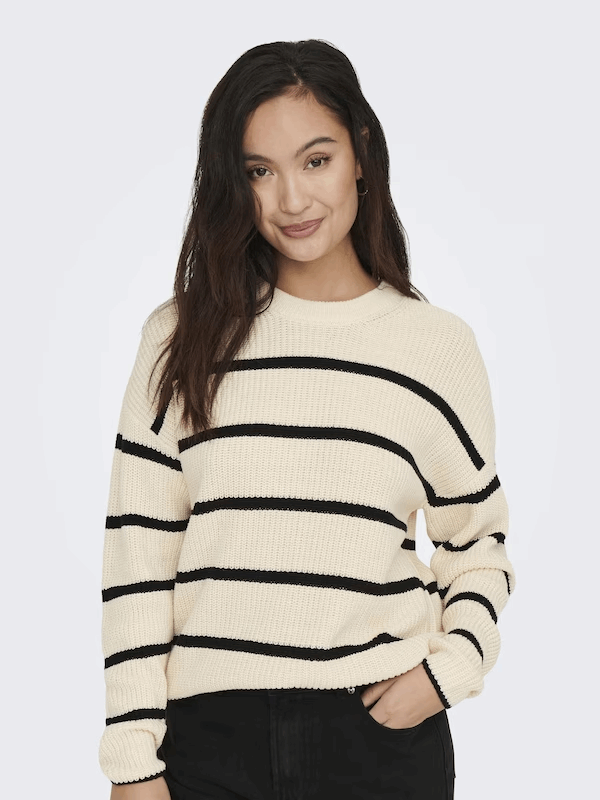 Stonehenge Textures Biege Toned Crew Neck Sweater for Women Casual Comfort Meets Elevated Style