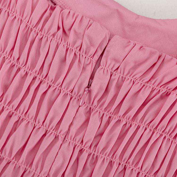 Stonehenge Texture Pleated Maxi Dress Back-Zip Spaghetti Strap Cotton Slip Dress with Pockets