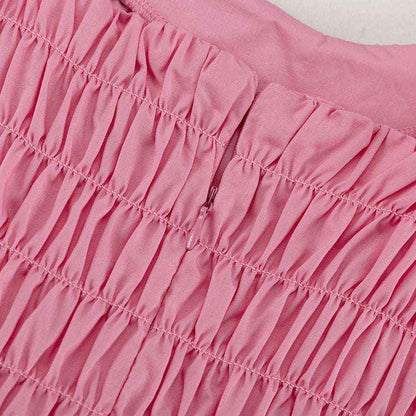 Stonehenge Texture Pleated Maxi Dress Back-Zip Spaghetti Strap Cotton Slip Dress with Pockets