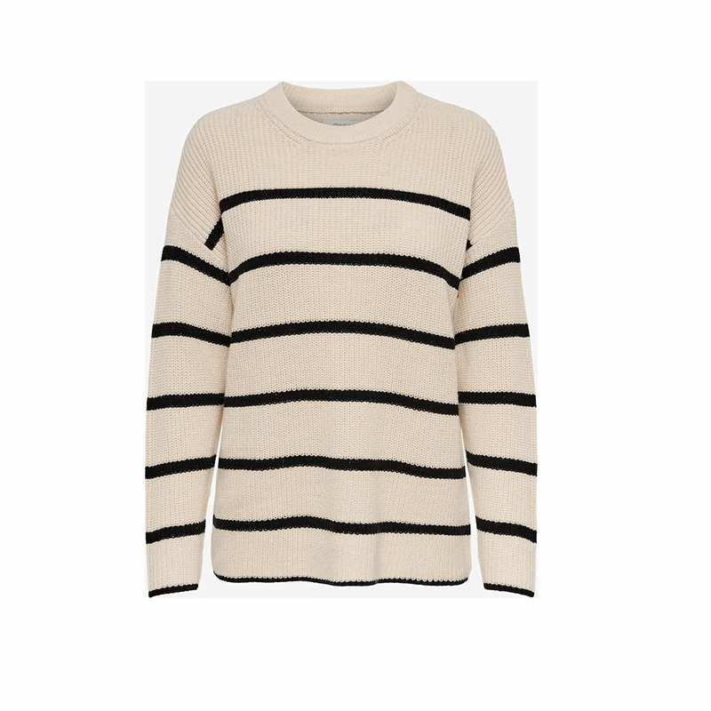 Stonehenge Textures Biege Toned Crew Neck Sweater for Women Casual Comfort Meets Elevated Style