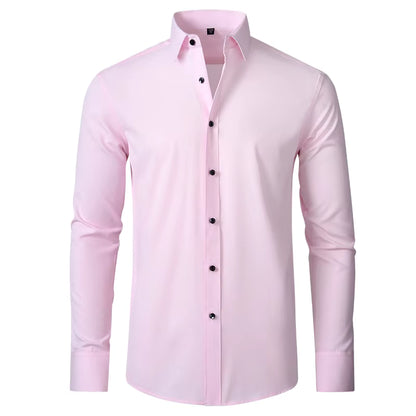 Stonehenge Texture Men's Slim-Fit Stretch Dress Shirt – Long Sleeve Formal & Casual Wear - Stonehenge Texture