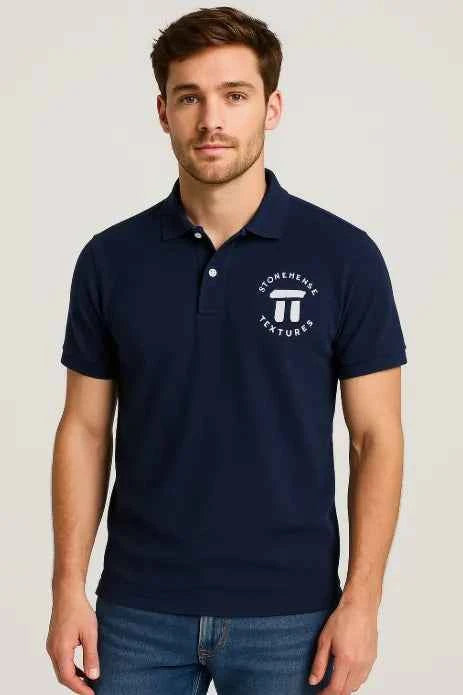 Stonehenge Textures Navy Blue Polo Shirt Premium Outdoor Style Meets Everyday Comfort