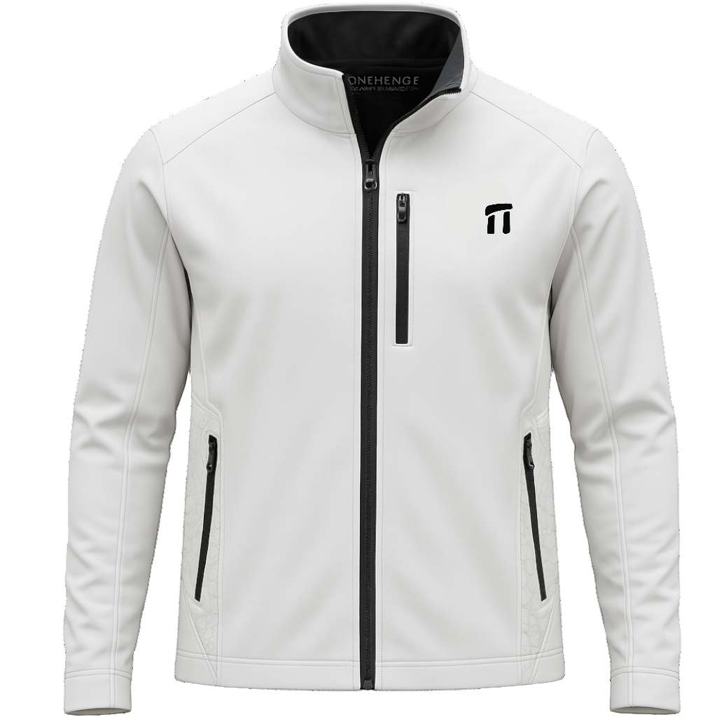 Stonehenge Textures White Softshell Jacket Luxury Athleisure Urban Explorer Waterproof, Windproof, Premium Performance Wear