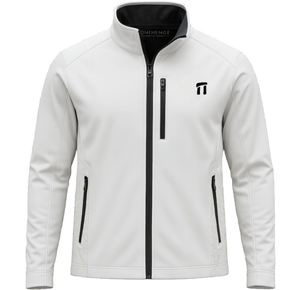 Stonehenge Textures White Softshell Jacket Luxury Athleisure Urban Explorer Waterproof, Windproof, Premium Performance Wear