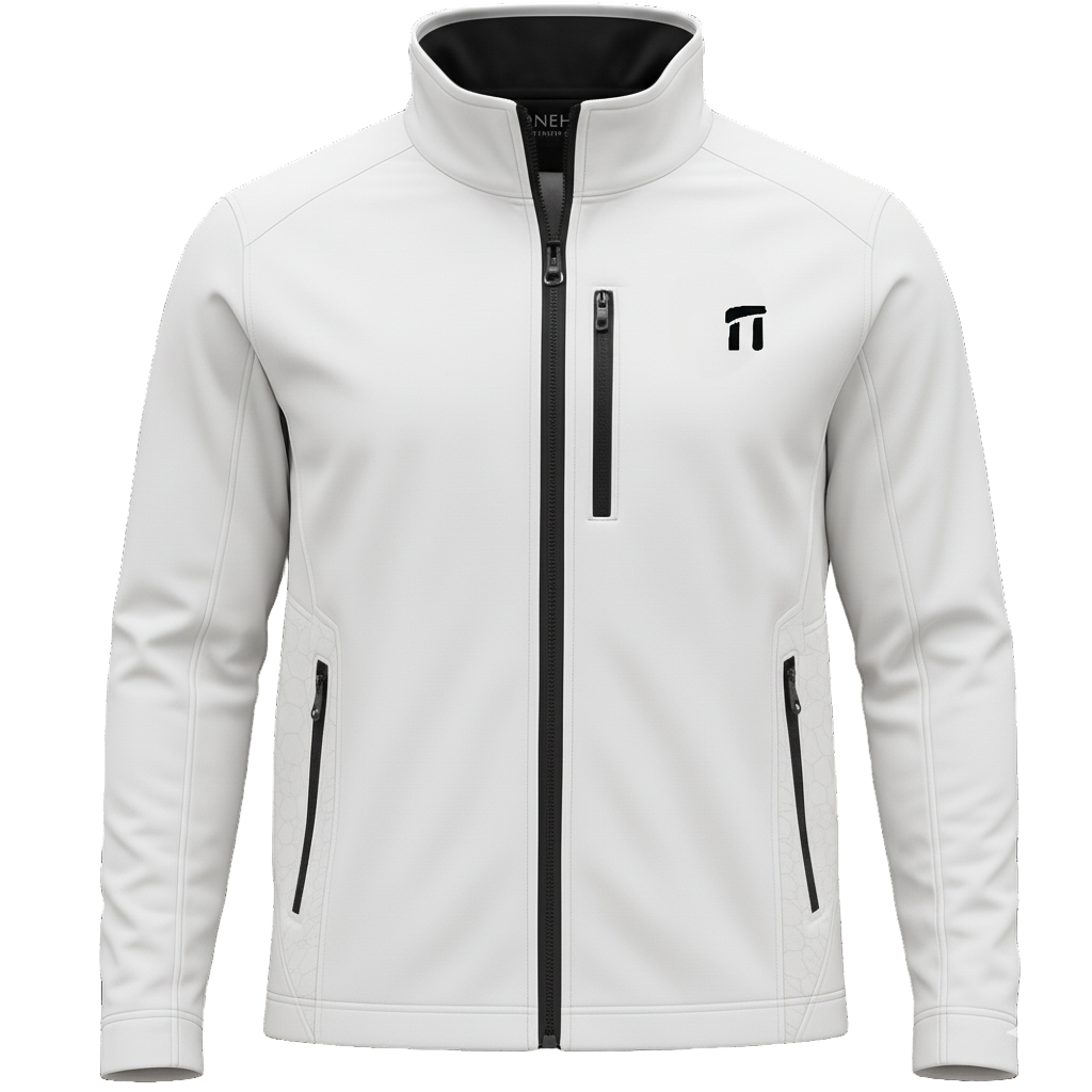 Stonehenge Textures White Softshell Jacket Luxury Athleisure Urban Explorer Waterproof, Windproof, Premium Performance Wear
