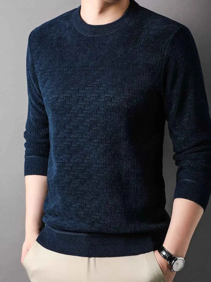 Men's Plus Size Round Neck Long Sleeve Knit Top