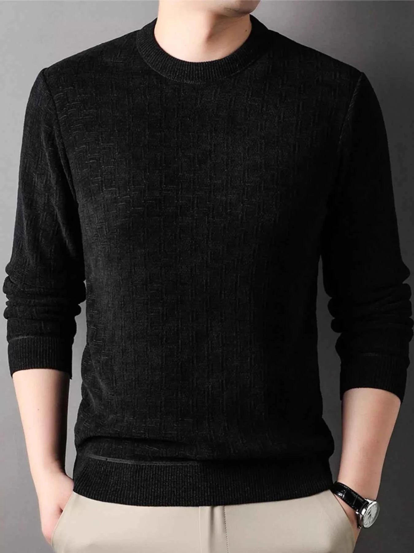 Men's Plus Size Round Neck Long Sleeve Knit Top