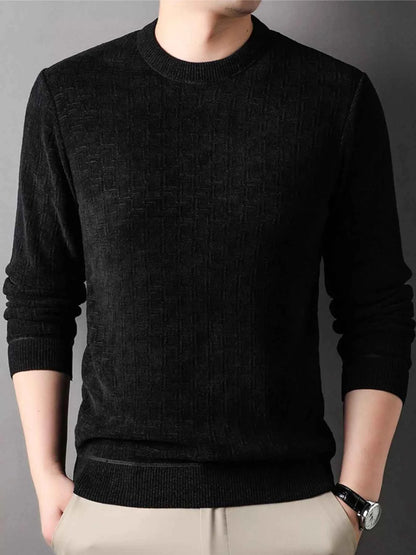 Men's Plus Size Round Neck Long Sleeve Knit Top