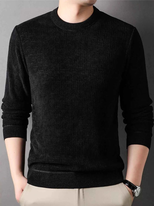 Men's Plus Size Round Neck Long Sleeve Knit Top